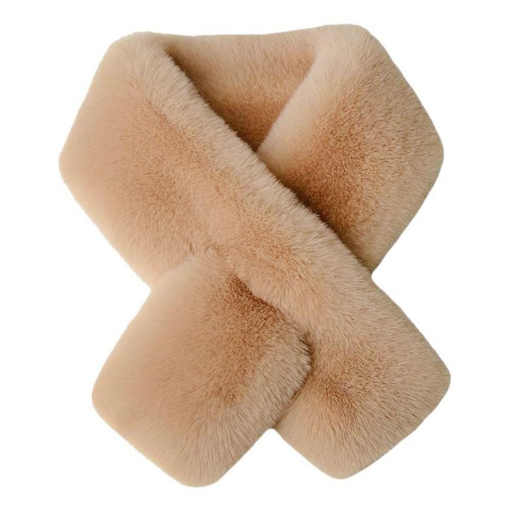Thickened Cross Scarf Plush Faux Rabbit Fur Scarf Cute Neckerchief Wrap  Autumn Winter