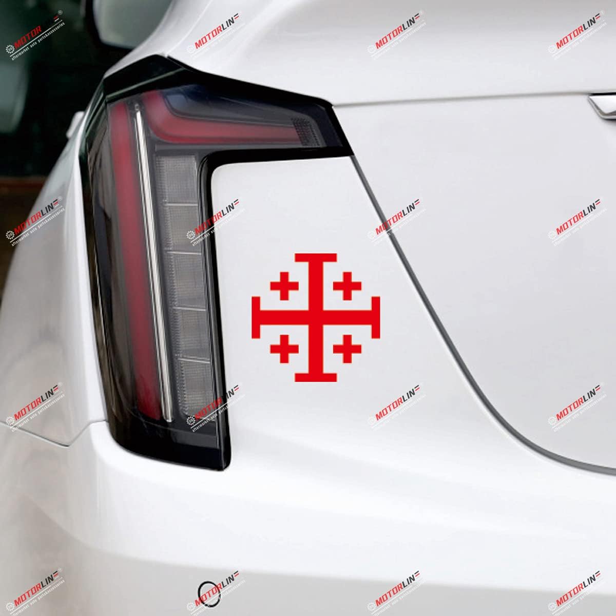 2X red 6   Jerusalem Cross Crusaders  Cross Five-fold Cross Decal Sticker Car Vinyl Die Cut no Background
