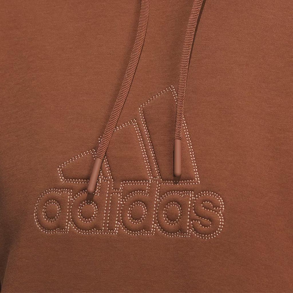 Adidas Lounge Hooded Sweatshirt With Letter Logo Women Tops Brown IP0755