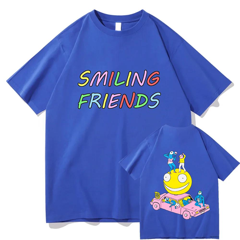 Smiling Friends Manga Graphic T-shirt Cotton Short Sleeve Loose Male Tshirts Unisex Streetwear Casual O-neck Fashion Men T Shirt