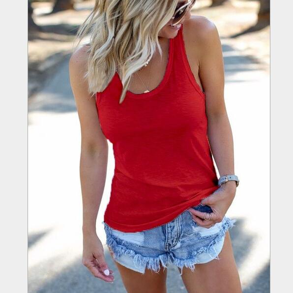 Modne damskie luźne topy bez rękawów, gładkie topy na ramiączkach