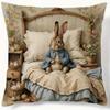 Easter Spring and Summer Retro Cartoon Cute Rabbit Singlesided Printed Pillowcase Gift for Friends Holiday Decoration