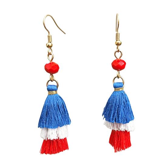 Earrings Multi-layered Fringe Earrings Creative Red, White, and Blue Flag-Colored Pendant Earrings 4th of July Independence Day Gift for Women