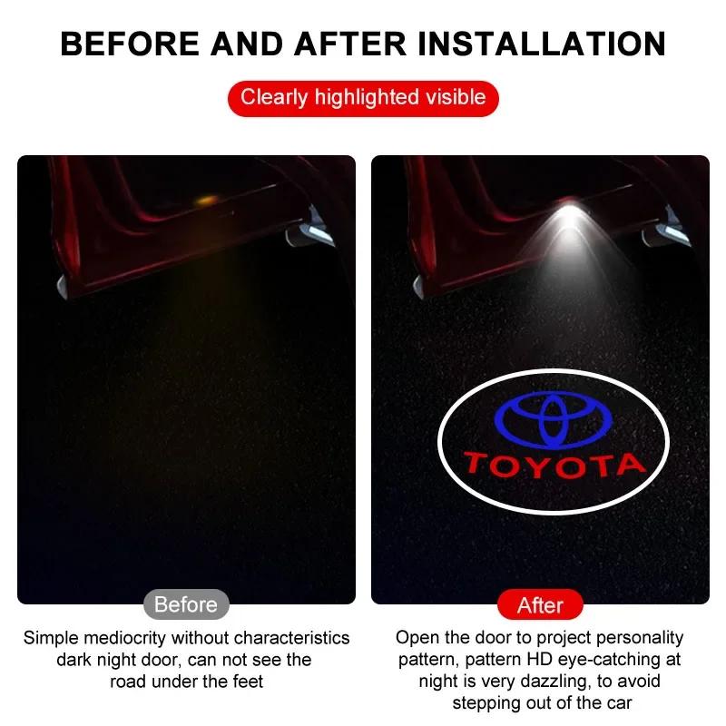 2PC/SET Car Door Welcome Light Led Car Projector Lamp Car Accessories For Toyota Corolla Yaris Chr Auris RAV4 Camry Highlander