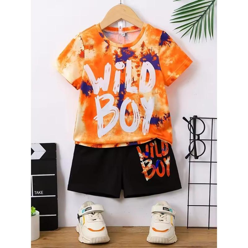 Boy Cartoon Dinosaur Set Shorts T-shirt 3D Print Short Sleeved Round Neck Casual Summer Children's Clothing Lightweight and Breathabl