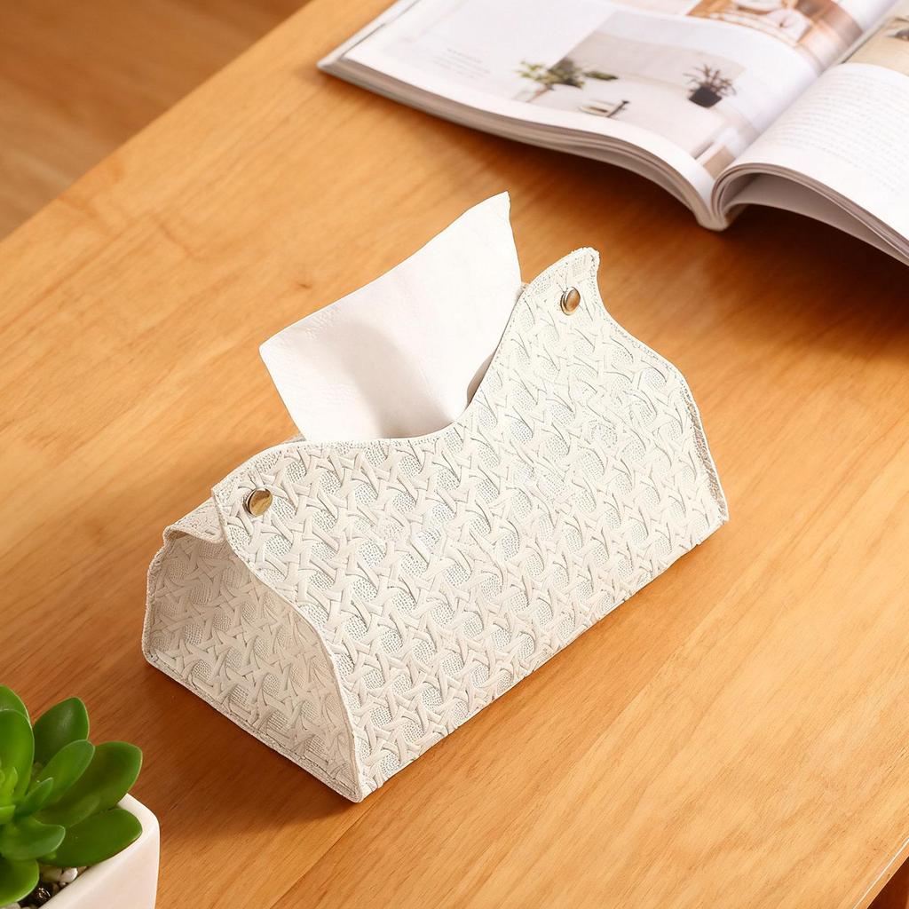 Faux Leather Tissue Box Cover, Elegant Rectangular Napkin Holder for Nightstand, Dresser, Home