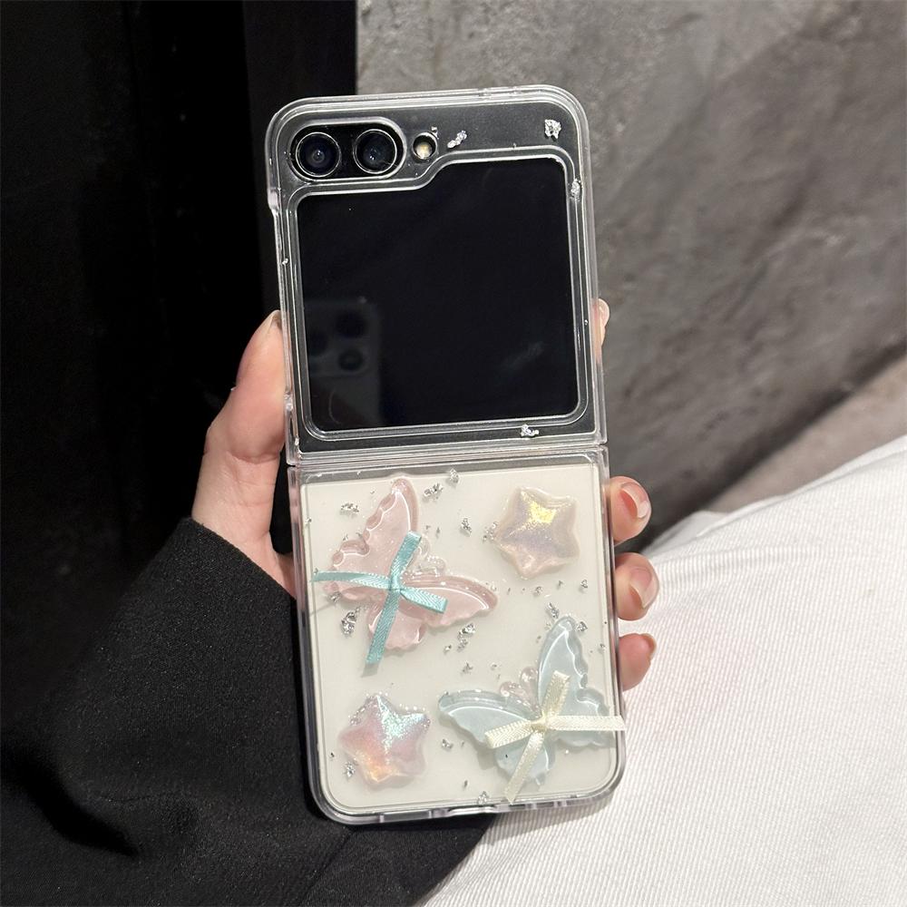 

Cartoon Cute Butterfly Bracelet Case for Samsung Galaxy Z Flip 6 5 4 3 Flip6 ZFlip5 Wrist Chain Bowknot Epoxy Ins Korean Cover Galaxy Z Flip4