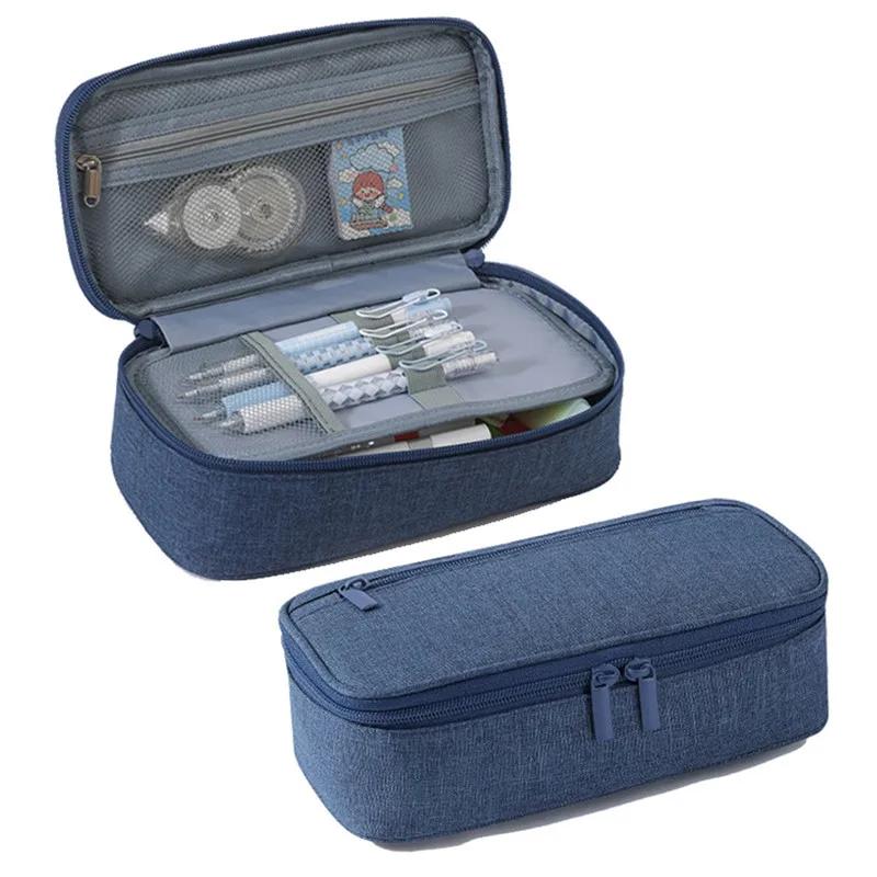 Geantă de depozitare pentru pixuri Etui pentru creioane 2 straturi Capacitate mare Cosmetic de înaltă calitate Materiale de studiu Cutii simple de papetărie pentru studenți