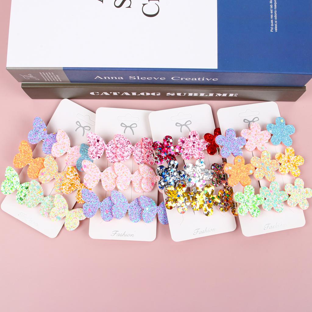 3PCS Colorful Flower Hair Clips Women Grils Cute Glitter Butterfly Hairpin Barrettes Hair Clips Children Kids Hair Accessories