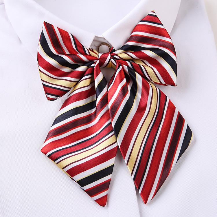 Professional Blended Fabric Neck Flower With Striped Pattern For Office Uniforms And Hospitality