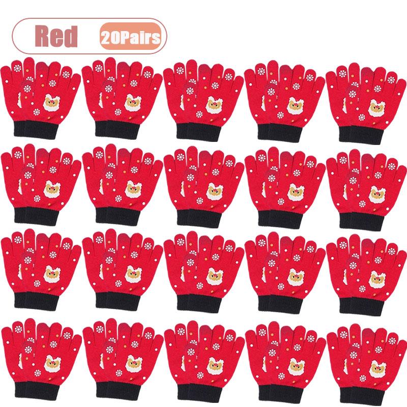 Xiaomi 1-20Pairs Winter Knit Touchscreen Gloves Thermal Wool Lined 5 Finger Unisex Warm Texting Gloves for Kids Adults Christmas Gift