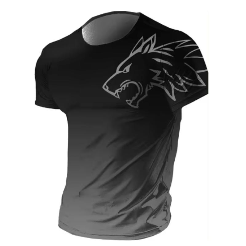 

Мужская футболка с графическим принтом животных, волка, градиентной окантовкой, одежда с принтом в виде 3D-футболки с коротким рукавом, повседневная уличная футболка большого размера s