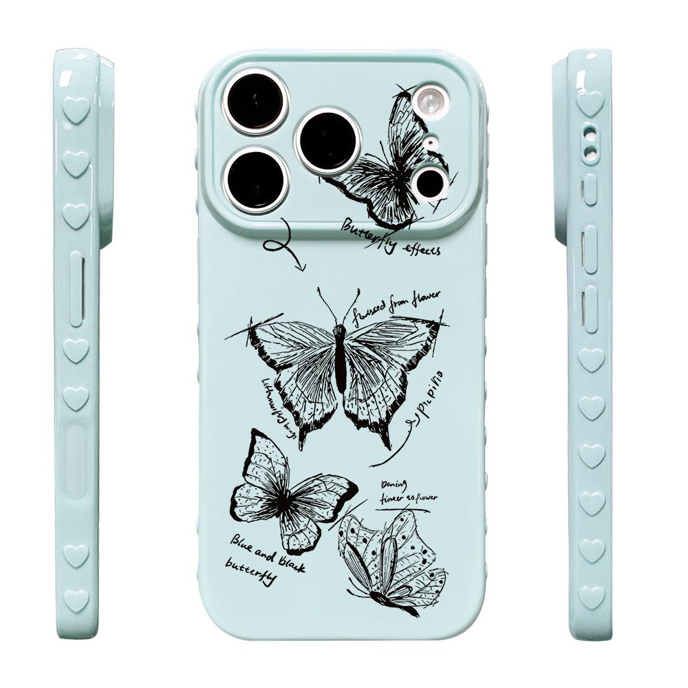 ins Black Butterfly English Applicable iPhone17/17Pro Mobile Phone Case Anti-drop Apple 16/15 Protective Case 14 Women