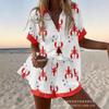 Y2 Long-sleeved Beach Pants, Short-sleeved Shirt Set, Women's Multi-color Marine Creature Two-piece Set