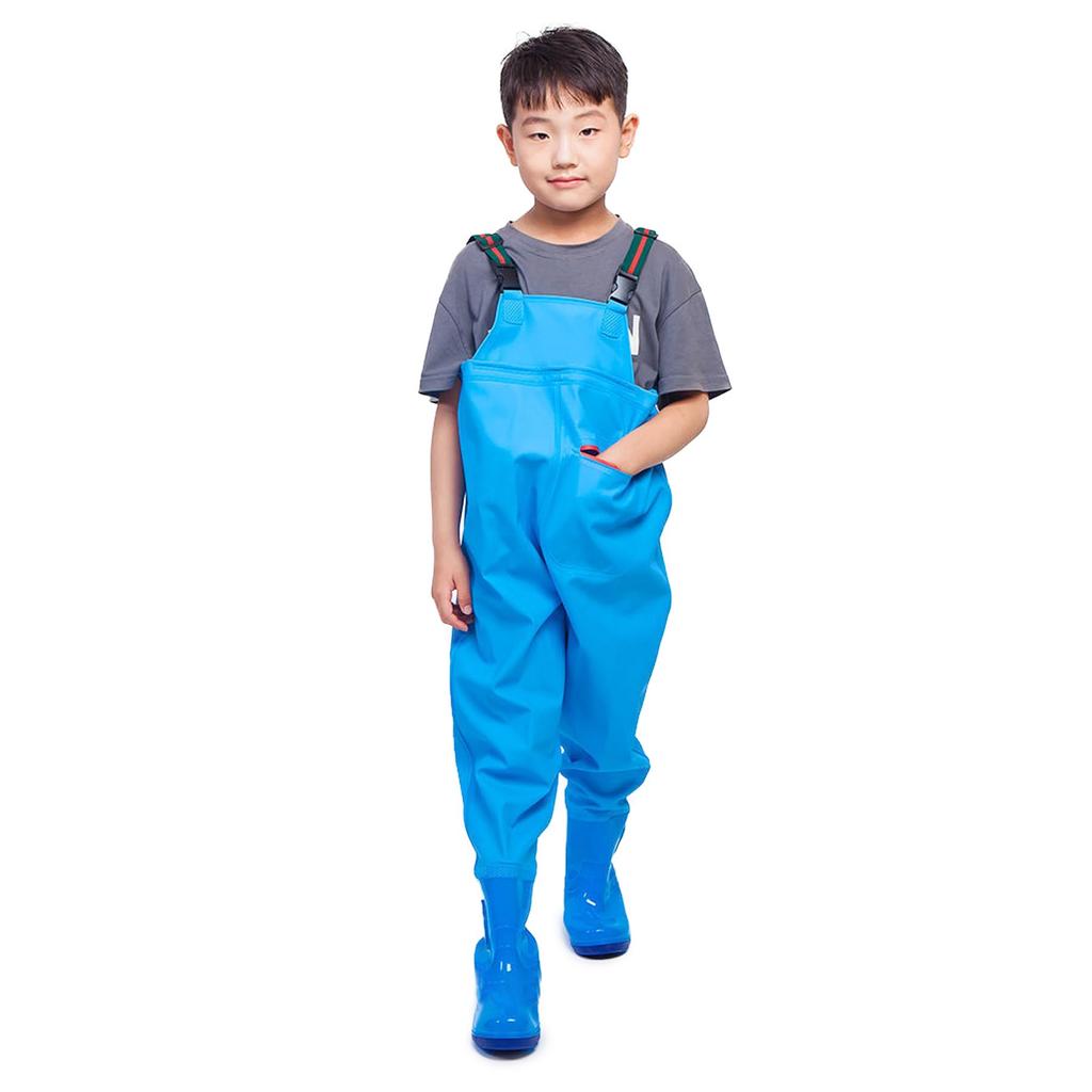 VicBre Lange Wasserdichte Hose mit Schulter Leicht Verletzungsarbeit Sand Aquarium Fußlänge Kinderwathose, Rutschfest, Taille, Träger, An/Aus, Prävention,