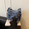 Retro Vielseitig Gewaschener Denim Kleine Umhängetasche Lässiger Stil Einzelne Schulter Schrägtasche Damen Tasche