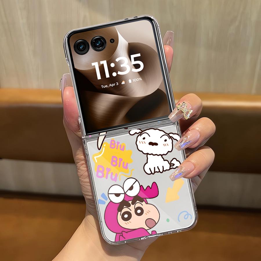 

Shin Cartoon Little White Soft Clear Phone Cover Luxury Funda Case for Motorola Razr 50 50Ultra 50/60 60 Ultra Motorola Razr 60
