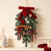 Handmade Wreath for Balcony Christmas Artificial Garland with Pinecones Cinnamon And Red Bows, Decorative Hanging Front Door Pendants Winter