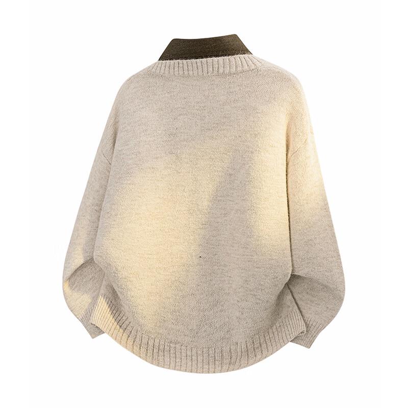VUUG Japanese-Style Casual Color-Block Knit Polo Sweater