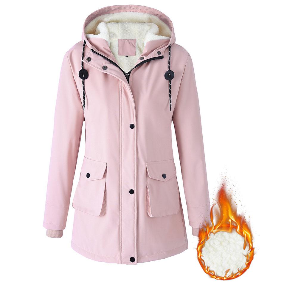 Outdoor Sports Winter Parkas Women's Berber Fleece-padded Jacket Hooded Coats Oversize Loose Windproof Rainproof Outerwear