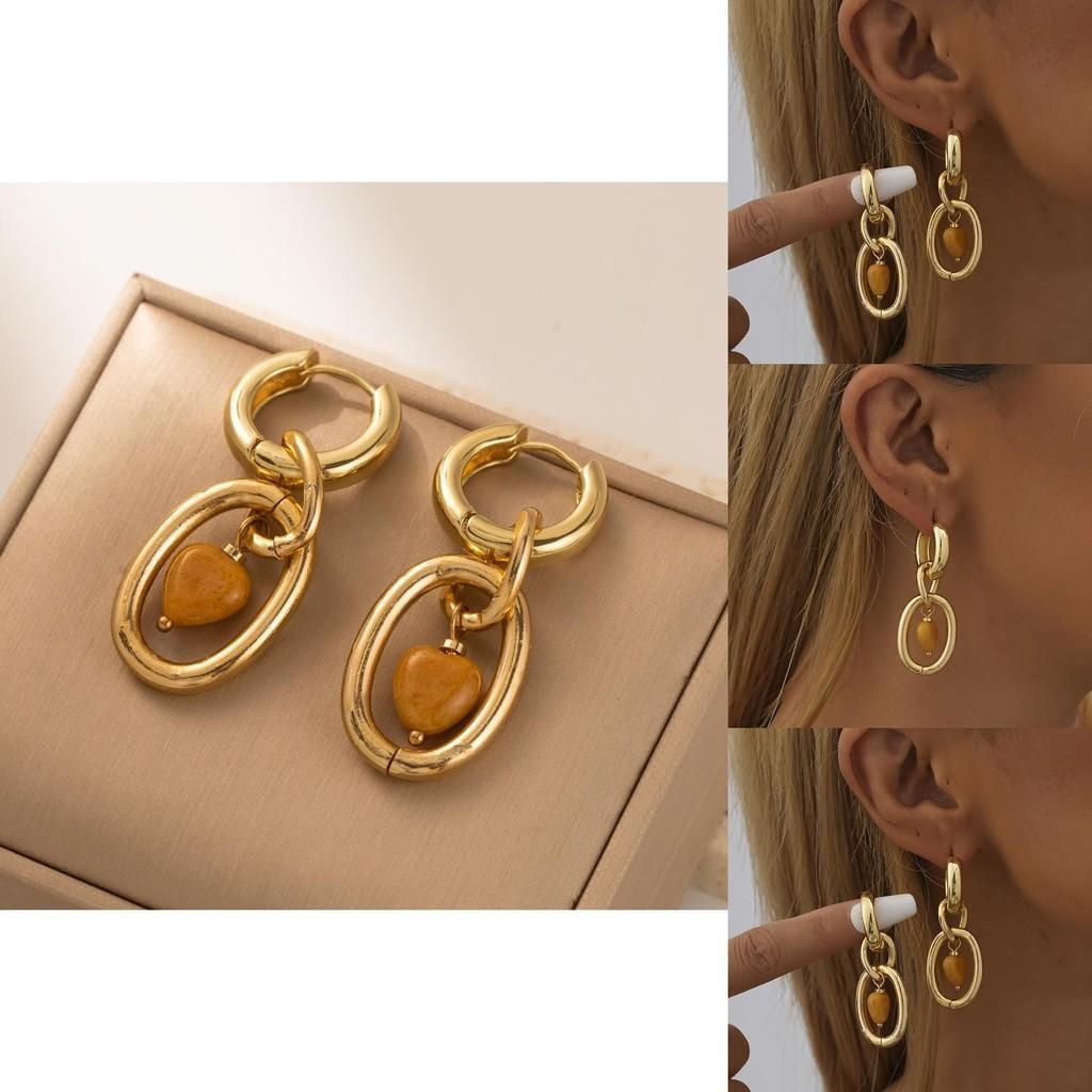 Fashion Heart Modern Shaped Earrings With Gold Plating Women For