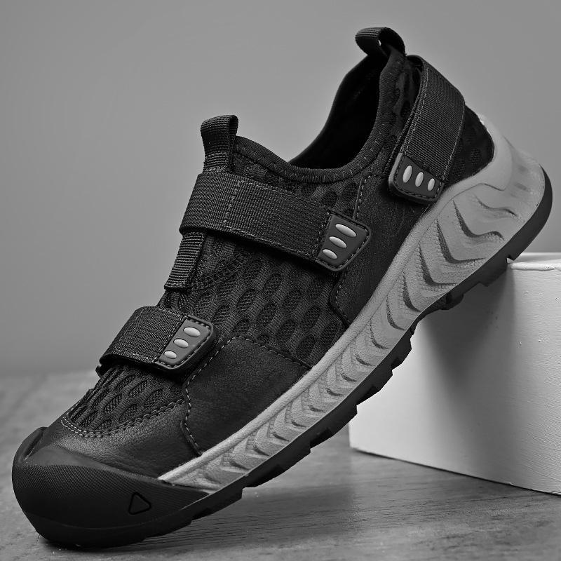 

2024 летние сетчатые туфли на платформе, новые повседневные туфли, дышащие мужские повседневные полые туфли, мужская обувь для активного отдыха большого размера 38 чёрный
