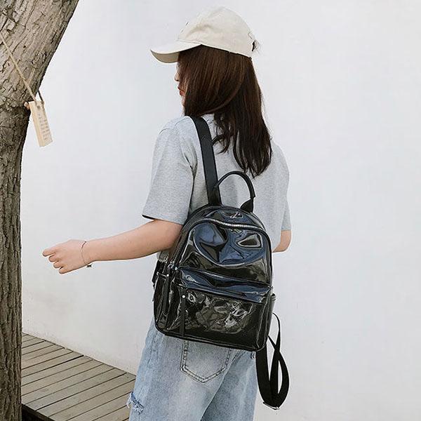 Damski Wielofunkcyjny Miękki Plecak PU Wszechstronna Uliczna Torba z Jasną Powierzchnią Jednokolorowa Casualowa Torba na Jedno Ramię