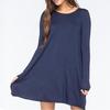 Elegant Women Autumn Fashion Basic Loose Slim Long Sleeve Mini Dress In S-5xl