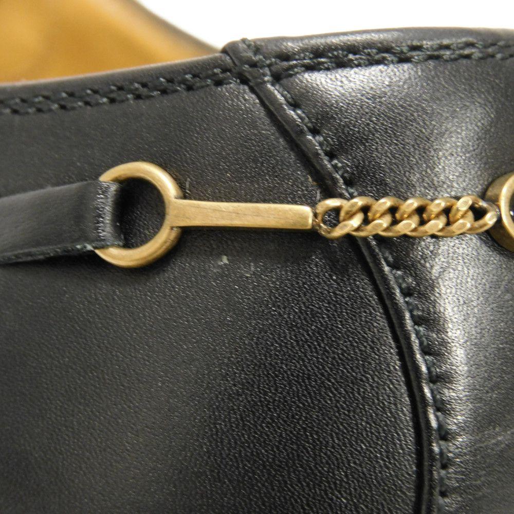 Used 9539 Lace-up Derby Shoes, Calfskin, Size 9.4", 699306, 0F300, 1000, 7902, 5 Interlocking G Chains, Black Men's