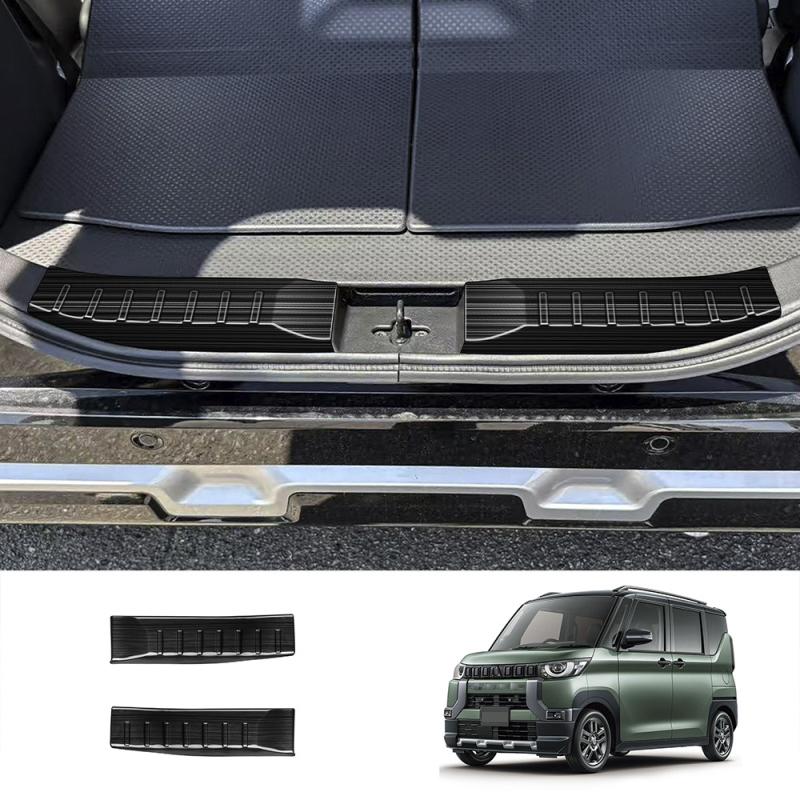 For Mitsubishi Delica MINI  2024 stainless steel Built-in Rear Bumper Protector door Sill Trunk Tread Plate  Accessories steel black