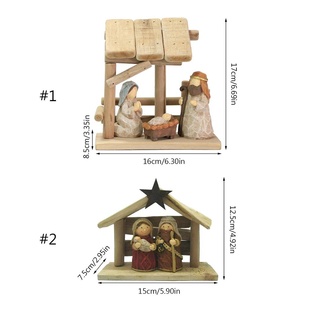 Christ Nativity Resin Statue House Scene Manger Holy Figure Statue Ornament Crafts for Home Bedroom Room Decor