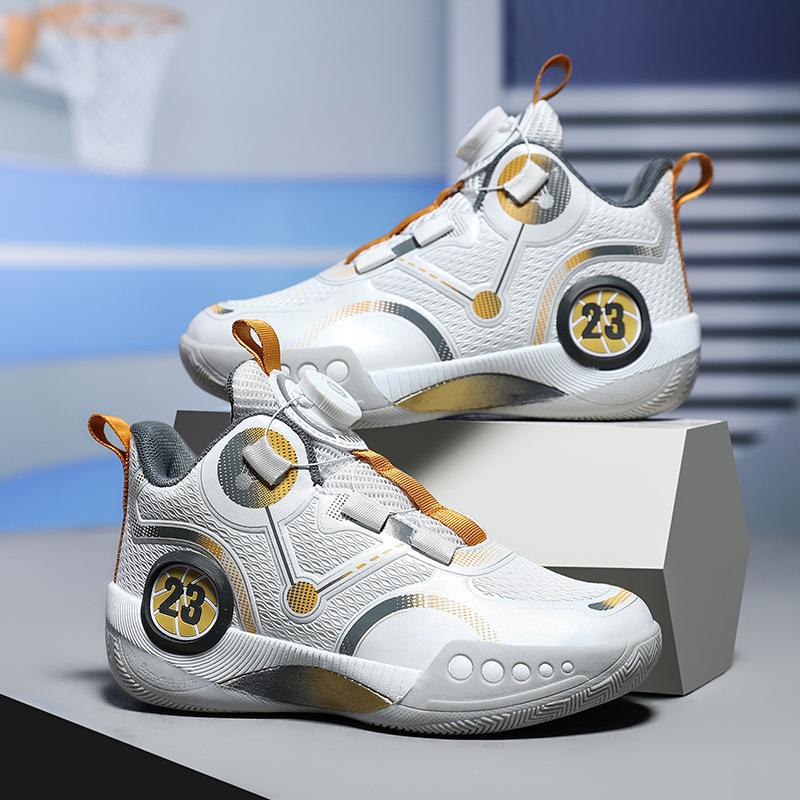 Summer breathable basketball professional actual student sneakers rotating button raw sneakers