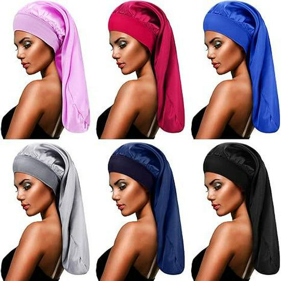 Satin Sleep Cap: Elastic Wide Brim Stocking Cap for Long Hair Care
