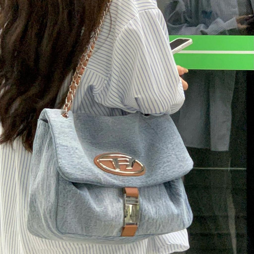 Bolso Tramp de Alta Calidad para Mujer de Tela de Nailon Bolso Tote de Un Hombro con Bolso de Cadena Bandolera
