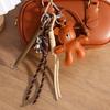 Bag Charm Fashion Series Leather Movable Limbs Coffee Bear Pendant Cute Alloy Bear Bag Braided Charm Lanyard Gift