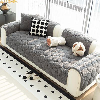 Winter Plush Sofa Cushion Grid Pattern Batted Sofa Pad Non-Slip Home Protection Sofa Cover for Living Room, Office