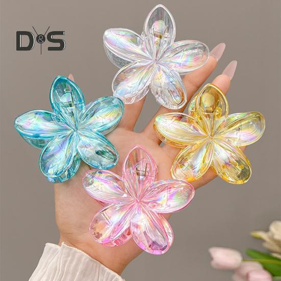 Women Hair Clip Transparent Gradient Color Back Head Hair Claw Strong Grip Shark Hair Accessories Daily Wear