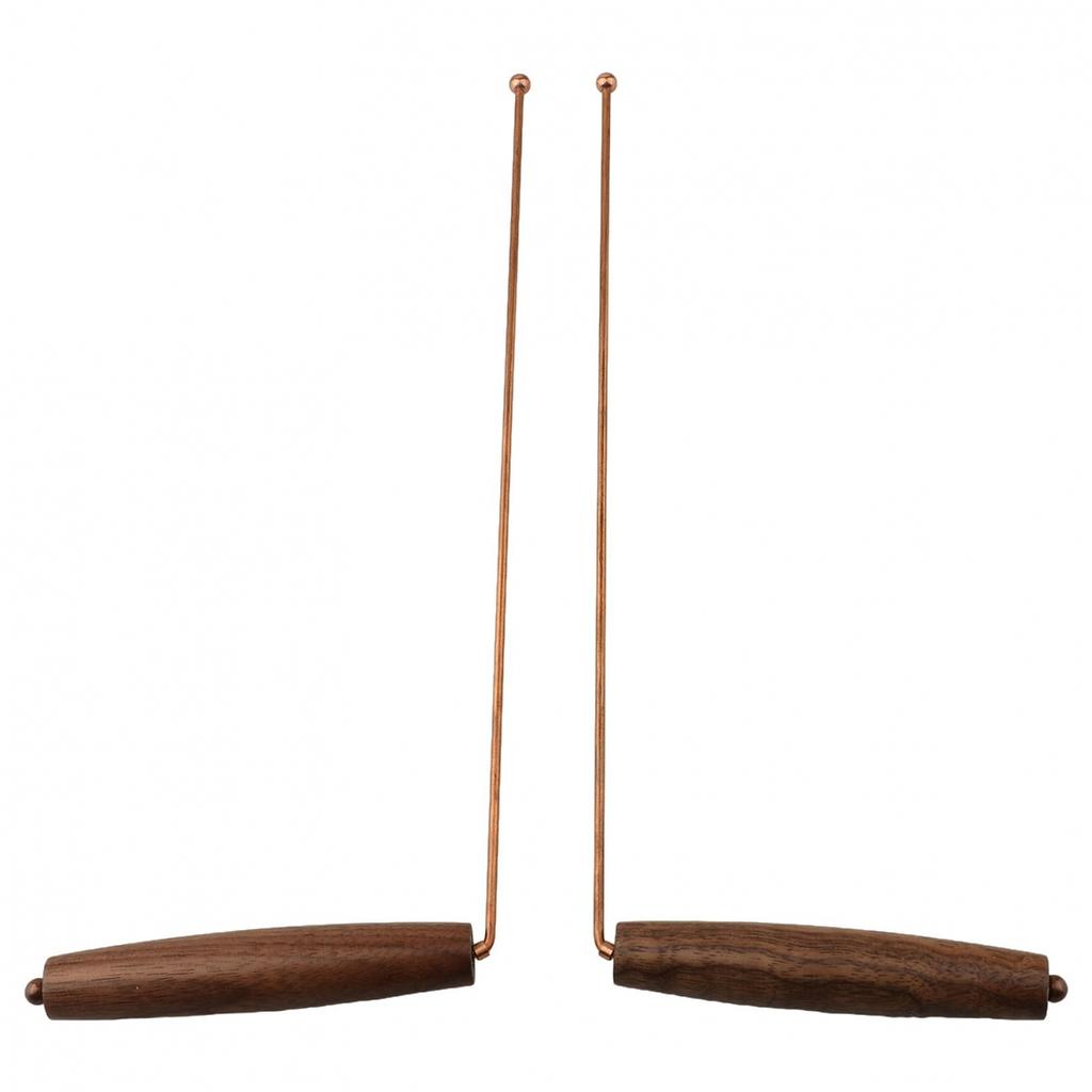 2 Pack 99.9% Copper Dowsing Rods with Real Birch Wood Comfort Handles