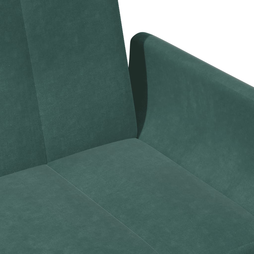 2 Seater Sofa Bed with Footstool Dark Green Velvet