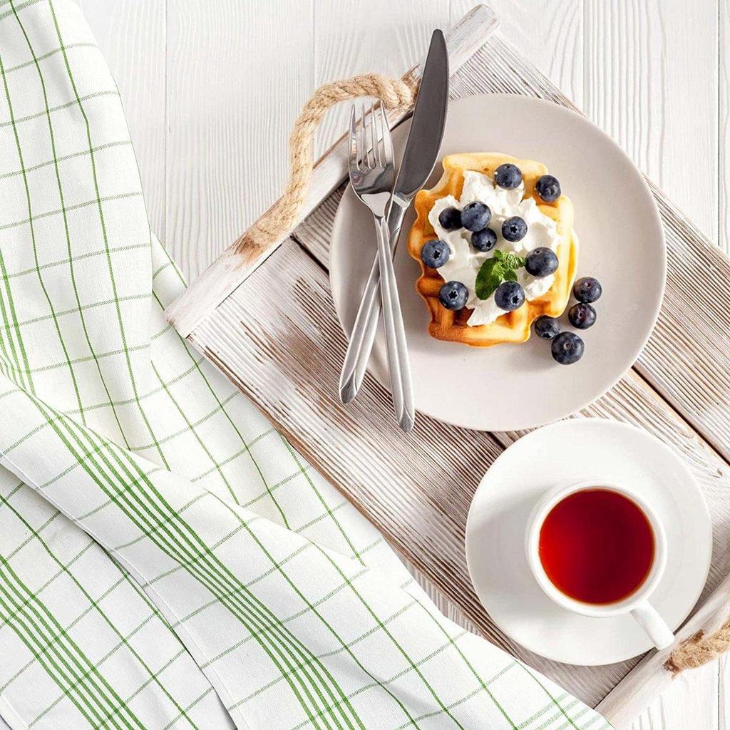 6/12Pcs Kitchen Towels, HOOHNICE, Classic Plaid Dish Towel Scouring Pad