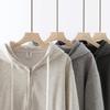 Unisex Loose Fit Zipper Hooded Cardigan Sweatshirt - Solid Color Casual Outerwear