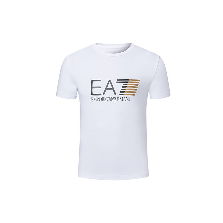 

Emporio Armani EA7 Logo Round Neck Short Sleeve T-Shirt Men Tops White 3ZPT62-PJ03Z-1100 XS