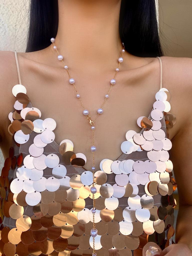 Bohemian Long Y-Shaped Necklaces for Women Metal Clavicle Chain Gold Color Choker Holiday Party Jewelry Necklace Gift Collar