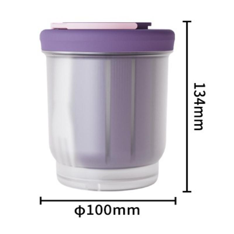 INS Round Plastic Salad Cup, Portable Double-layer with Fork, Multifunctional Breakfast Cup, Microwaveable, Takeaway Fruit Cup