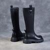 High boots thick-soled leather women's boots round head middle heel knight boots winter boots fashionable casual pure leather