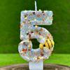 Little Bee Theme Birthday Number Candles Theme Birthday Candles for Cake Numeral Candle Cake Topper with Sequins for Birthday