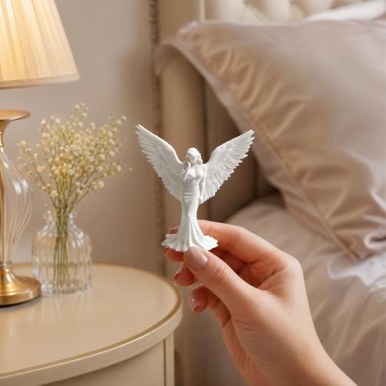 3D Printed Elegant Angel Figurine with Large Wings Decorative Angel Statue Angel Art