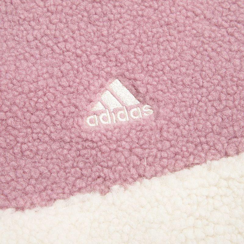 adidas Velvet Jackets Women's Pink Hooded Thickened And Fleece Lined HN0670