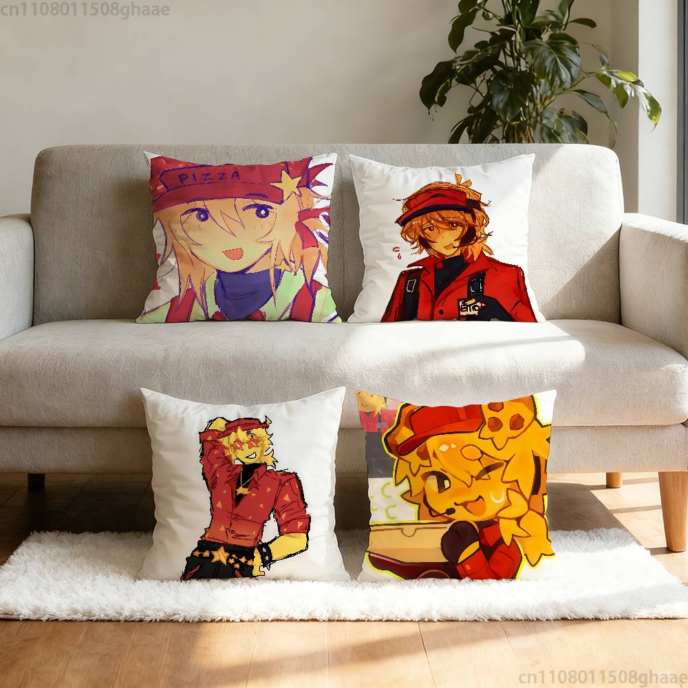 EElliot Anime PPizza Pillow Case Antidustmite Pillowcase Invisible Zipper Silky Short Plush Sofa Cushion Cover