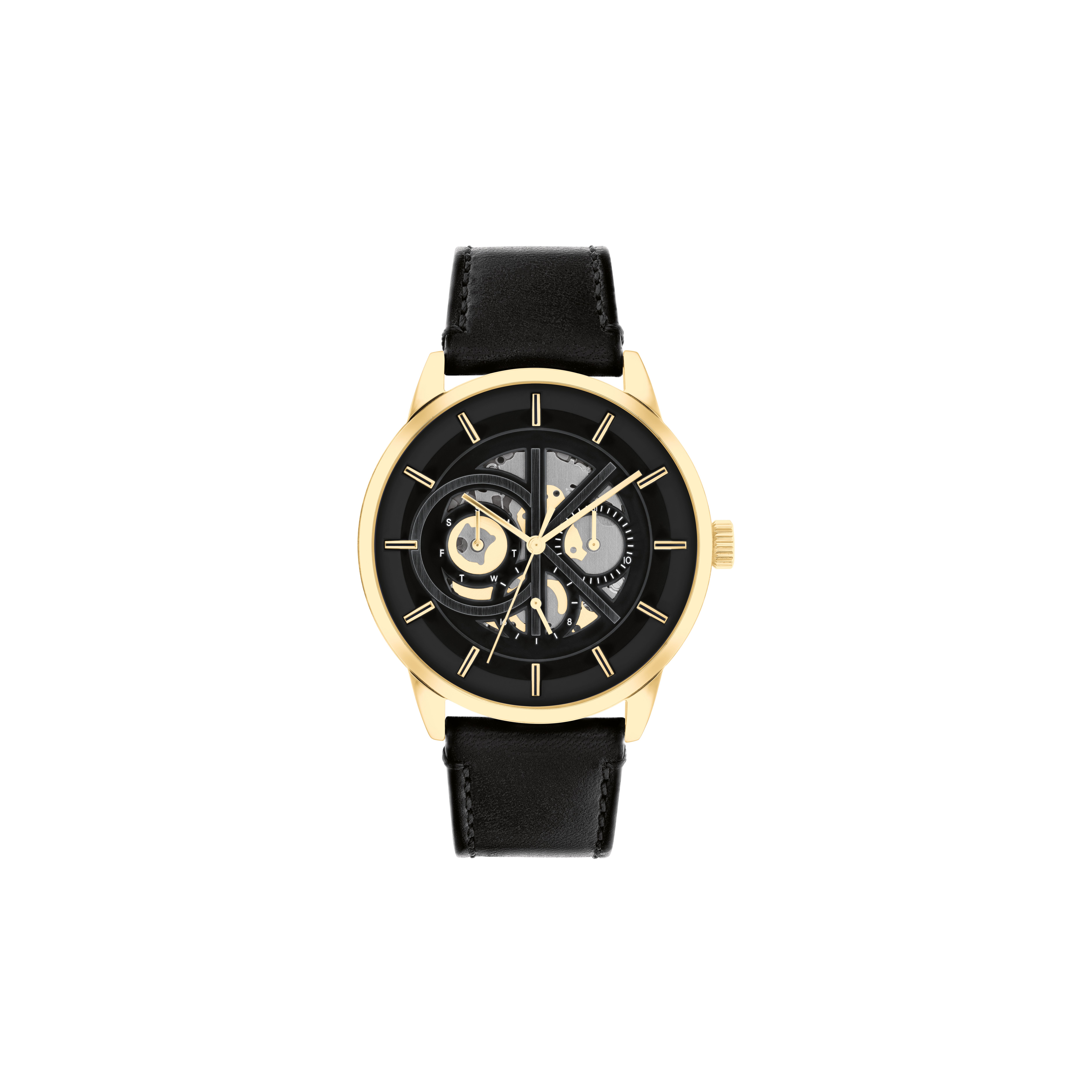 Calvin Klein Quartz Watch Black Dial Multifunction Skeleton Men watches 25200216-GJ Brown (Single Watch)